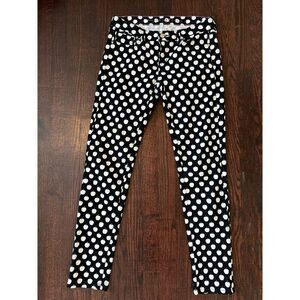 Kate Spade Black With White Apple Pattern "Broome Street” Slim Jeans Size 27